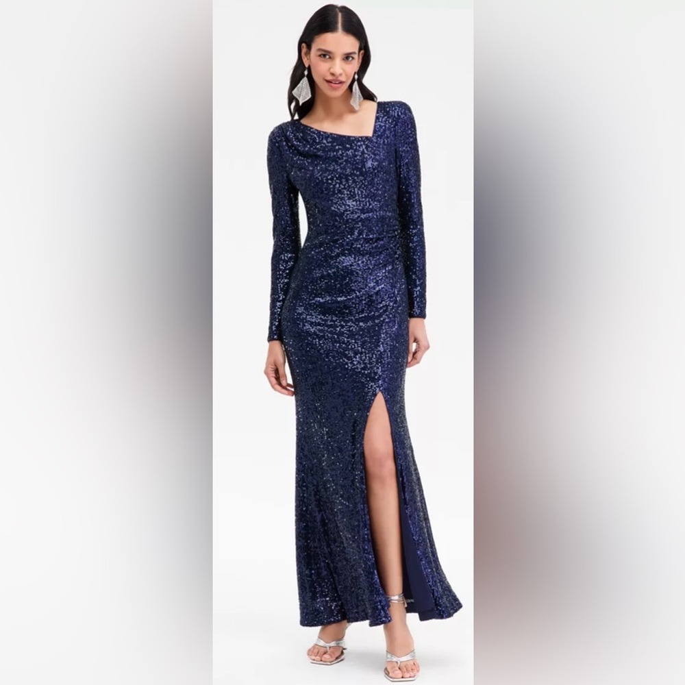 Eliza J Midnight Blue Sequin Gown